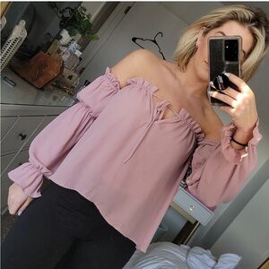 Mauve off the shoulder blouse